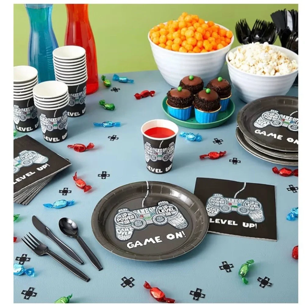 144-Piece Video Game Party Supplies Set for Gamer Birthday Party Decorations.New